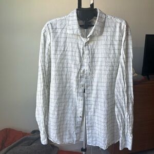 Joseph Abboud Light Gray Plaid Button Down Shirt